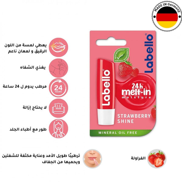 Labello Moisturizing Lip Balm, Strawberry Shine, 4.8G